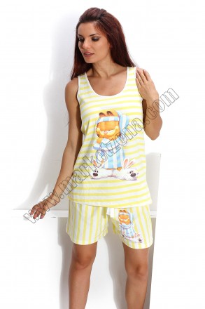 Дамски комплект - пижамка Garfield жълто